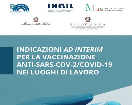 Vaccinazioni anti- Covid nei luoghi di lavoro: pubblicate le indicazioni ad interim.